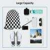 Beabes Checkerboard Drawstring Bags Backpack Bag Geometric Checkered Plaid Pattern Black White Car Racing Sports Chess Board Sport Gym Sack Drawstring Bag String Bag Yoga Bag for Men Women view 3