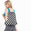 Beabes Checkerboard Drawstring Bags Backpack Bag Geometric Checkered Plaid Pattern Black White Car Racing Sports Chess Board Sport Gym Sack Drawstring Bag String Bag Yoga Bag for Men Women view 4