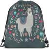 Beabes Llama Drawstring Bags Backpack Bag Cute Llama Cartoon Animal Alpaca Little Floral Hand Drawing Boho Design Sport Gym Sack Drawstring Bag String Bag Yoga Bag for Men Women view 1