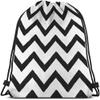 Beabes Chevron Drawstring Backpack Bag - Black And White Zig Zag Stripes Pattern Geometric Hand Drawn Sport Gym Sack Drawstring Bag for Men Women view 1