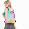 Beabes Abstract Rainbow Drawstring Bags Backpack Bag Dye Gradient Art Color Green Blue Colorful Pattern Design Sport Gym Sack Drawstring Bag String Bag Yoga Bag for Men Women view 4