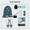 Beabes Dinosaur Drawstring Backpack Bag - Cute Cartoon Animal Funny Cool Colorful Dino Tropical Palm Leaf Sport Gym Sack Drawstring Bag for Men Women view 3