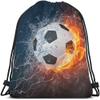 Beabes Soccer Drawstring Bags Backpack Bag Ball In Burning Fire And Water Lightening Sports Passion Football Game Sport Gym Sack Drawstring Bag String Bag Yoga Bag for Men Women view 1