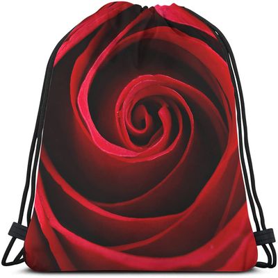 Beabes Red Rose Drawstring Bags Backpack Bag Floral Blossom Aroma Romantic Beautiful Elegant Natural Plant Pattern Sport Gym Sack Drawstring Bag String Bag Yoga Bag for Men Women