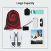 Beabes Red Rose Drawstring Bags Backpack Bag Floral Blossom Aroma Romantic Beautiful Elegant Natural Plant Pattern Sport Gym Sack Drawstring Bag String Bag Yoga Bag for Men Women view 3