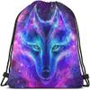 Beabes Galaxy Wolf Drawstring Bags Backpack Bag Starry Sky Stars Constellation Galaxy Outer Space Magic Animal Sport Gym Sack Drawstring Bag String Bag Yoga Bag for Men Women view 1
