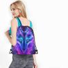 Beabes Galaxy Wolf Drawstring Bags Backpack Bag Starry Sky Stars Constellation Galaxy Outer Space Magic Animal Sport Gym Sack Drawstring Bag String Bag Yoga Bag for Men Women view 4