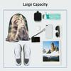 Beabes Cat Drawstring Bags - Backpack Bags with Cute Animal Designs, Grateful, Thankful & Blessed Kitty Pet Blue & Brown Big Eyes Fashion Sport Gym Sacks for Men & Women view 3