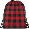 Beabes Black And Red Buffalo Drawstring Bags Backpack Bag Plaid Classic Pattern Tartan Art Stripes Sport Gym Sack Drawstring Bag String Bag Yoga Bag for Men Women view 1