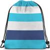 Beabes White Blue Stripes Drawstring Bags Backpack Bag Colorful Striped Pattern Modern Fashion Design Art Sport Gym Sack Drawstring Bag String Bag Yoga Bag for Men Women view 1