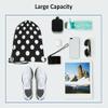 Beabes White Polka Dots Drawstring Bags Backpack Bag Big Circle Black Retro Background Simple Texture Fashion Print Sport Gym Sack Drawstring Bag String Bag Yoga Bag for Men Women view 3