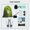 Beabes Green Frog Drawstring Bags Backpack Bag Cute Animal Little Funny Wildlife Tree Leaves Nature Black Big Eyes Sport Gym Sack Drawstring Bag String Bag Yoga Bag for Men Women view 3