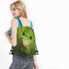 Beabes Green Frog Drawstring Bags Backpack Bag Cute Animal Little Funny Wildlife Tree Leaves Nature Black Big Eyes Sport Gym Sack Drawstring Bag String Bag Yoga Bag for Men Women view 4