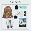 Beabes Peace Drawstring Bags Backpack Bag Sign Symbol Love Hippie Colorful Floral Butterfly Paisley Heart Leaf Sport Gym Sack Drawstring Bag String Bag Yoga Bag for Men Women view 3