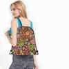 Beabes Peace Drawstring Bags Backpack Bag Sign Symbol Love Hippie Colorful Floral Butterfly Paisley Heart Leaf Sport Gym Sack Drawstring Bag String Bag Yoga Bag for Men Women view 4