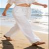 CHARTOU Women's Summer Drawstring Waist Wide Leg Loose Cotton Linen Palazzo Pants (Medium, White) view 4