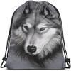 Beabes Animal Series Wolf Drawstring Backpack Bag - Hand Drawing Portrait, Cool Wild Wildlife Sport Gym Sack, Yoga Bag for Men & Women view 1