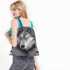 Beabes Animal Series Wolf Drawstring Backpack Bag - Hand Drawing Portrait, Cool Wild Wildlife Sport Gym Sack, Yoga Bag for Men & Women view 4