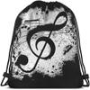 Beabes Music Notes Drawstring Bags Backpack Bag Vintage Design Grunge Art Black Ground Silhouette Ink Splatter Sport Gym Sack Drawstring Bag String Bag Yoga Bag for Men Women view 1