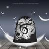 Beabes Music Notes Drawstring Bags Backpack Bag Vintage Design Grunge Art Black Ground Silhouette Ink Splatter Sport Gym Sack Drawstring Bag String Bag Yoga Bag for Men Women view 2