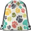Beabes Paw Pattern Drawstring Bags Backpack Bag Cute Colorful Hand Drawn Doodle Prints Pet Puppy Footprint Drawing Sport Gym Sack Drawstring Bag String Bag Yoga Bag for Men Women view 1