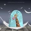 Beabes Adorable Animal Giraffe Drawstring Bags Backpack Bag Blowing Bubbles Gum Funny African Cool Blue Wild Cute Sport Gym Sack Drawstring Bag String Bag Yoga Bag for Men Women view 2