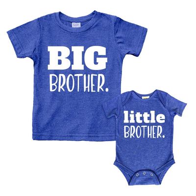 Big Brother Little Brother Shirts Matching Outfits Sibling Gifts Baby Set (Charcoal Blue, Kids Youth S(8) / Baby (1-3M))