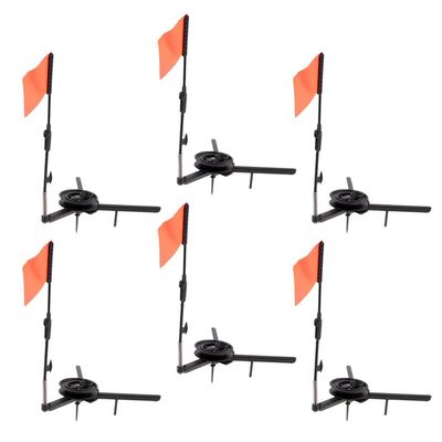Tachiuwa 6pcs Round Tip-Ups Ice Fishing Rod with Flags Triangular Ice Fishing Poles