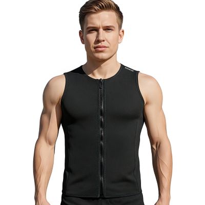 Dizokizo Wetsuit Vest for Men, 3mm Front Zipper Neoprene Wet Suit Top Sleeveless Jacket for Scuba Diving Kayaking Surfing Swimming (XL)