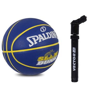 SPALDING Slam Dunk NBA Basket Ball with air Pump Size. 5,6,7 Basket Ball 8 Panel Design (5)