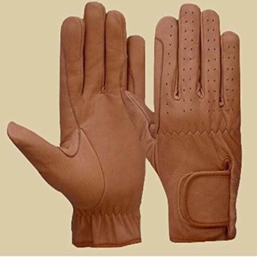 Horse Riding Men's Gloves All Leather 100% Real Leather TAN & Black Premium Quality Gents Equestrian Gloves (XL, Tan)