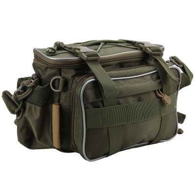 01 Fishing Organizer Shoulder Satchel, Multifunctional Fishing Shoulder Waist Packs Nylon Adjustable Fishing Bag Large Capacity for Camping for Fishing