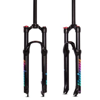Jejy Front Air Fork 26/27.5/29 Inch Magnesium Alloy MTB Accessories Straight Threadless Steerer Mountain Bike Travel 120mm Suspension Forks Disc Brake Shoulder Control (Manual Lockout) Black