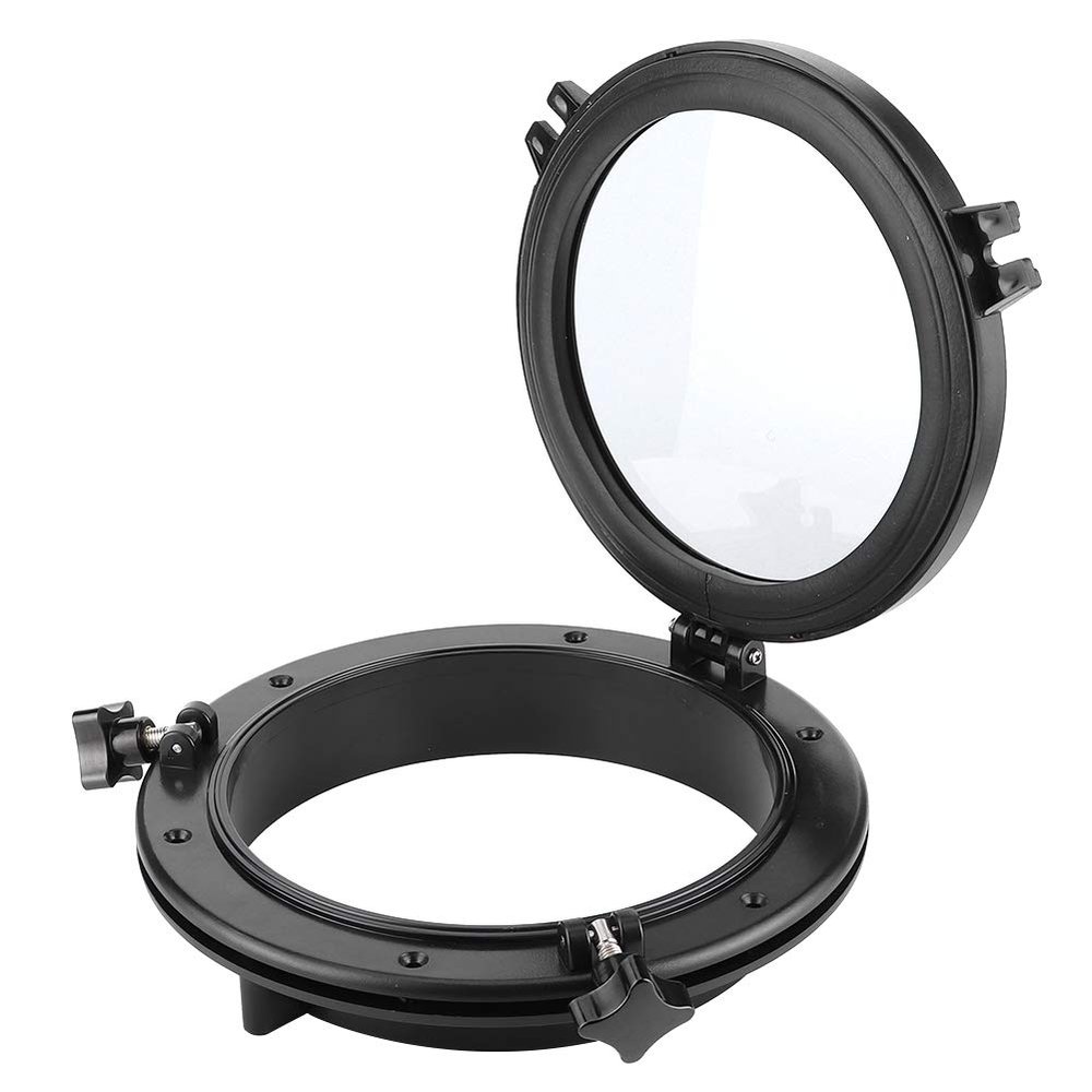 Marine Deck Hatch,10" Round Opening Portlight Porthole,Replacement Window Port Hole Boat Deck Hatch Access Hatch & Lid for Yacht/Marine/Boat/Portlights Windows,Black
