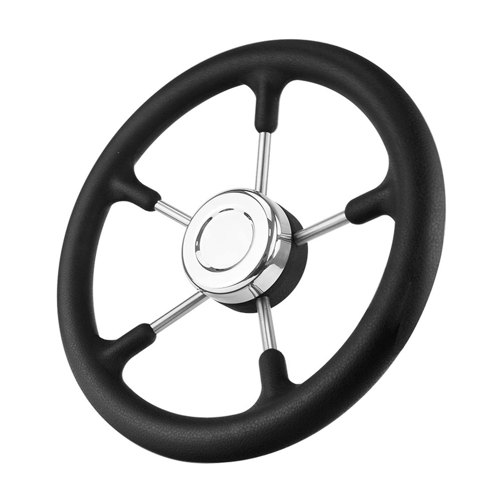 Homyl 304 Stainless Steel 320mm 12.6 inch Boat Steering Wheel 5 Spoke PU Foaming Material 3/4" Shaft Vessels/Yacht/Pontoon/Boat