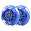 WHEELGOO Rear 80mm Light Up White Flashing 3-Wheeled Kid Scooter Replacement Wheels Compatible with Micro Globber Lascoota Kick Scooter, 2-Pack (Blue) view 1