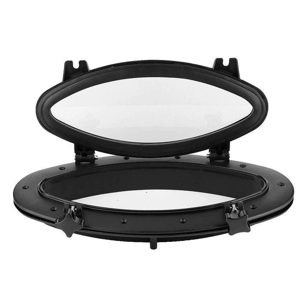 BHDK, Marine Opening Portlight Porthole,Oval Deck Hatch Porthole,Replacement Window Port Hole Boat Deck Hatch Access Hatch & Lid for YachtMarineBoatPortlights Windows,400x200mm,Black