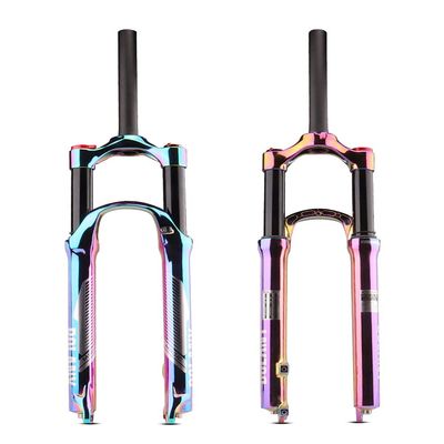 Mountain Bike Front Fork 27.5/29Inch AluminumAlloy 120mm Travel Air Gas SuspensionStraight Tube Shockproof Vacuum Plated Colorful MTB Fork Bike Accessory