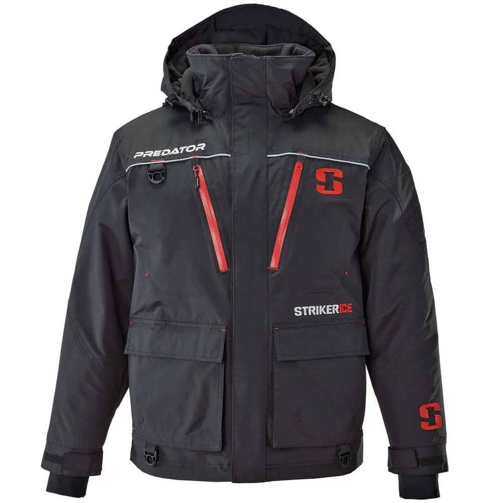Striker Men's Pr?dat?r Cold Weather Durable Windproof Water-Resistant Breathable Outdoor Ice Fishing Jacket with Sureflote Flotation Technology, Black, XX-Large