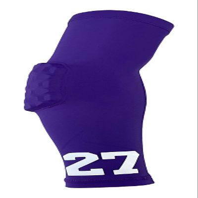 Custom Pick Your Number or Letters Elbow Pad - Moisture Wicking Sports Compression Arm Sleeve (Medium Right Arm, Purple)