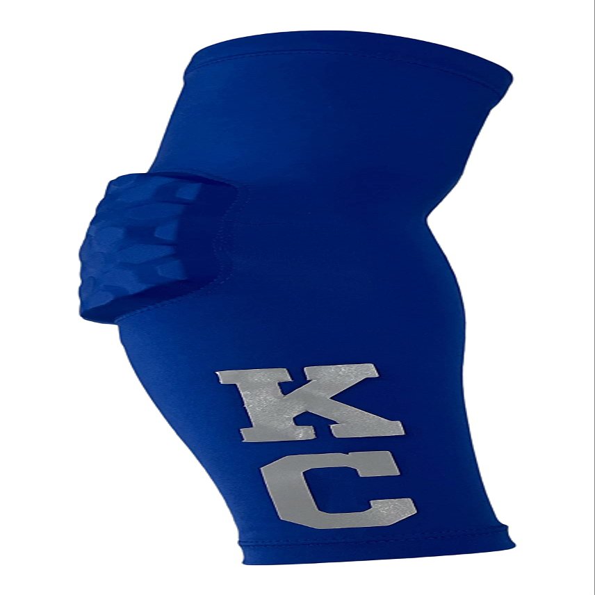 Custom Pick Your Number or Letters Elbow Pad - Moisture Wicking Sports Compression Arm Sleeve (XL Right Arm, Blue)