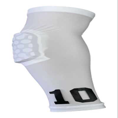 Custom Pick Your Number or Letters Elbow Pad - Moisture Wicking Sports Compression Arm Sleeve (Medium Left Arm, White)