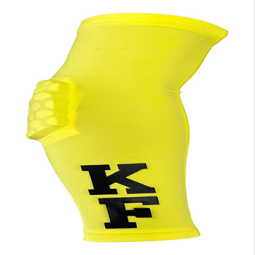 Custom Pick Your Number or Letters Elbow Pad - Moisture Wicking Sports Compression Arm Sleeve (Large Right Arm, Yellow)