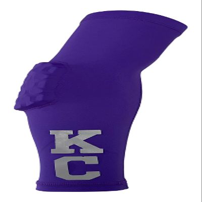 Custom Pick Your Number or Letters Elbow Pad - Moisture Wicking Sports Compression Arm Sleeve (Large Right Arm, Purple)