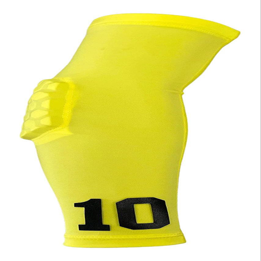 Custom Pick Your Number or Letters Elbow Pad - Moisture Wicking Sports Compression Arm Sleeve (Small Right Arm, Yellow)