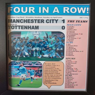 Manchester City 1 Tottenham 0 - 2021 League Cup final - framed print