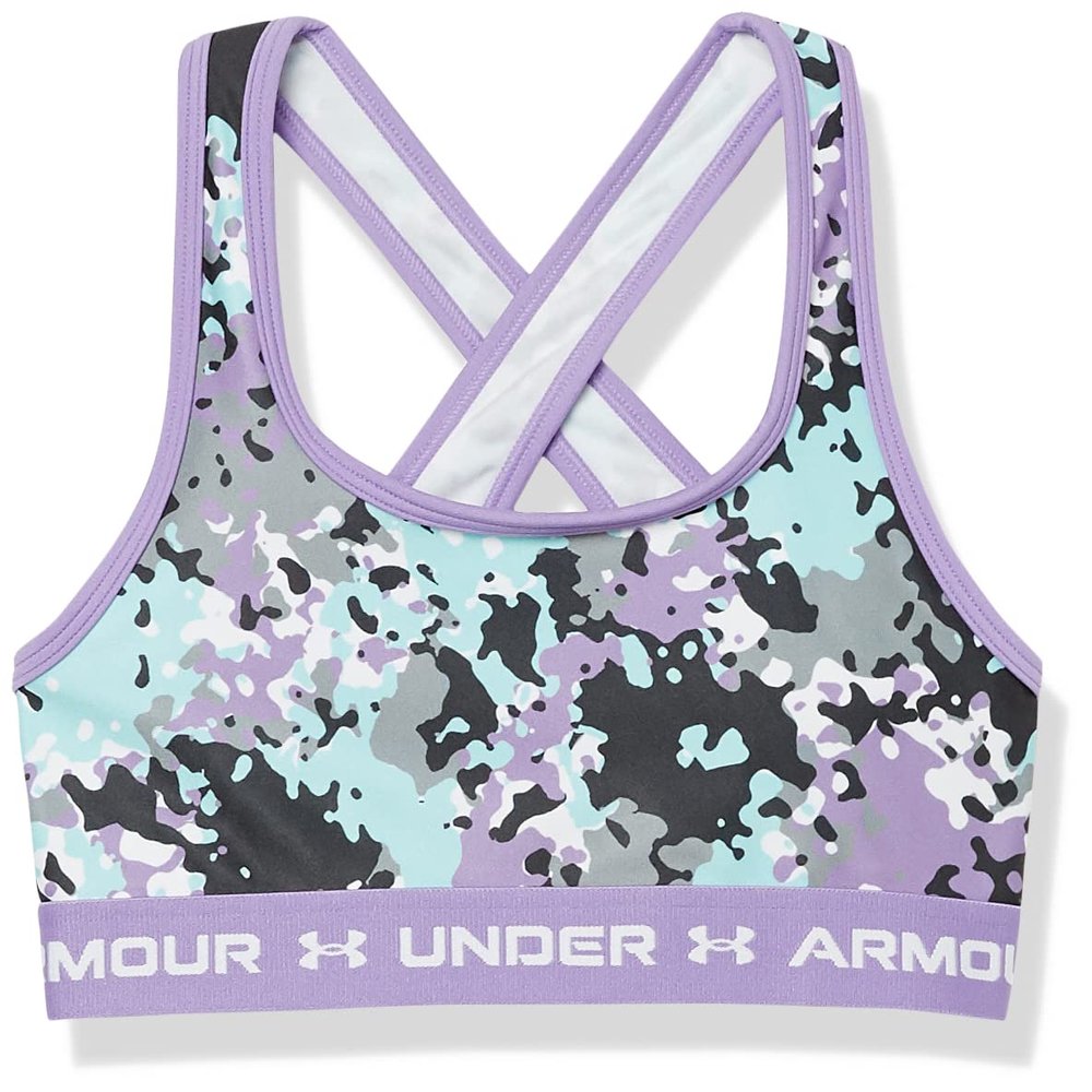 Under Armour Girls' Crossback Mid Printed, Vivid Lilac (560)/Black, Youth X-Large