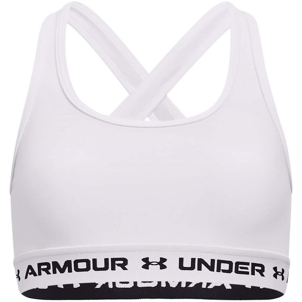 Under Armour Girls' Crossback Mid Sports Bra, White (100)/White, X-Small