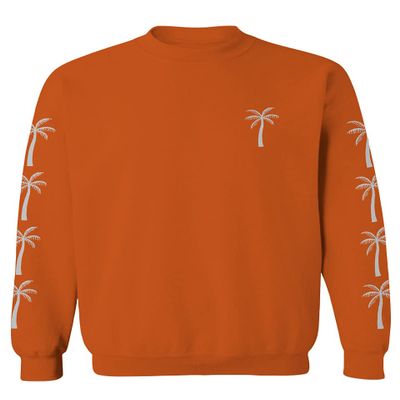 0318. Cool Graphic Surfer Society Summer California Palm Tree Beach Men's Crewneck Sweatshirt (Orange X-Large)