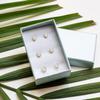 3 Pairs Stud Earrings Set, Hypoallergenic Cubic Zirconia Earrings Oval Shape Earrings Set In Rose Gold Tone Stainless Steel Jewelry Boxed Sets Genuine Cubic Zirconia Earrings view 2